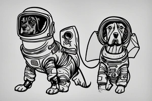 Dog wearing a spacesuit and standing on a banana. tattoo idea