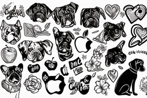 Dog sitting on an apple tattoo idea