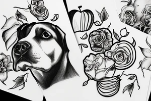 Dog sitting on an apple tattoo idea