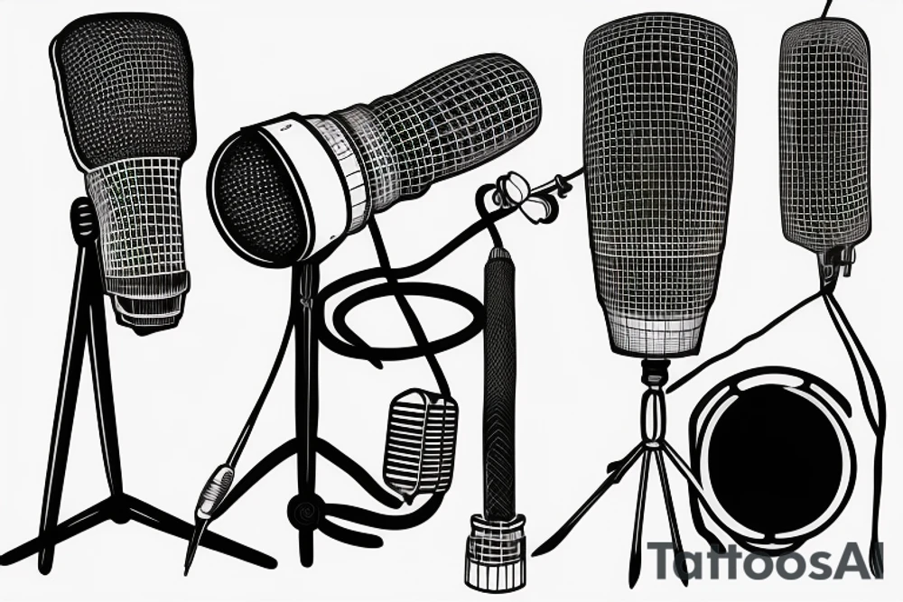 Black microphone wired to a speaker that is shouting tattoo idea