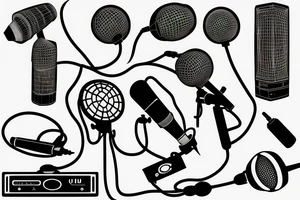 Black microphone wired to a speaker that is shouting tattoo idea