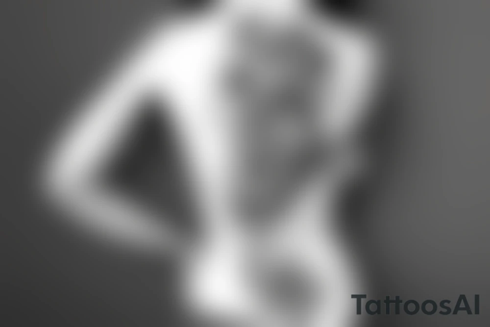 Woman full body from the back smoking a cigaret tattoo idea