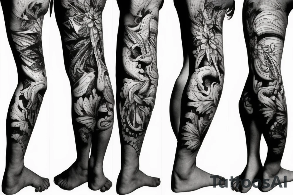 Woman full body from the back smoking a cigaret tattoo idea