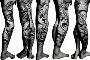Woman full body from the back smoking a cigaret tattoo idea