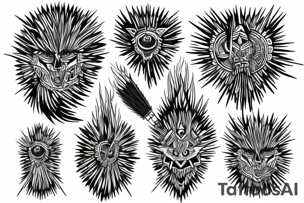 tribal spiky tattoo for upper hip, near stomach placement tattoo idea