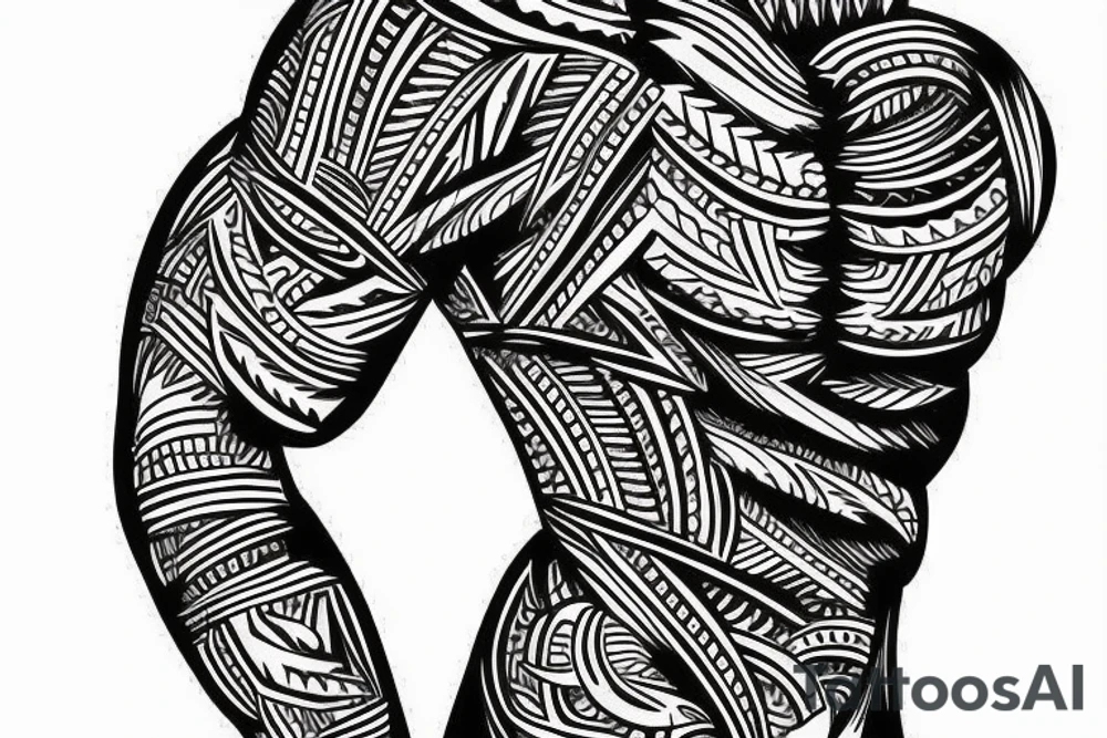 tribal spiky tattoo for upper hip, near stomach placement tattoo idea