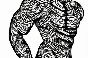 tribal spiky tattoo for upper hip, near stomach placement tattoo idea