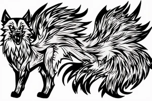 Arcanine spitting fire fused with kleinspitz tattoo idea