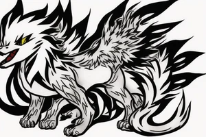 Pokemon Arcanine spitting fire fused with kleinspitz tattoo idea