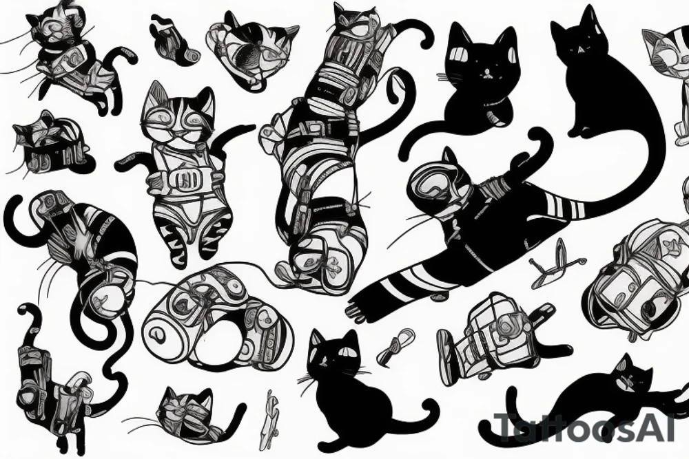 a cat freefall skydiving tattoo idea