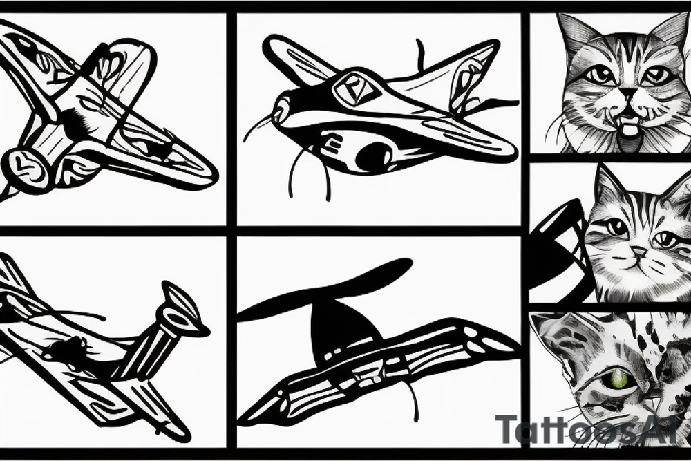 a cat skydiving out of a plane tattoo idea