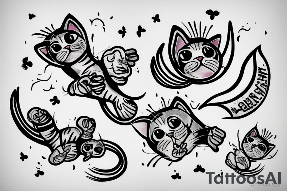 a cat skydiving out of a plane tattoo idea