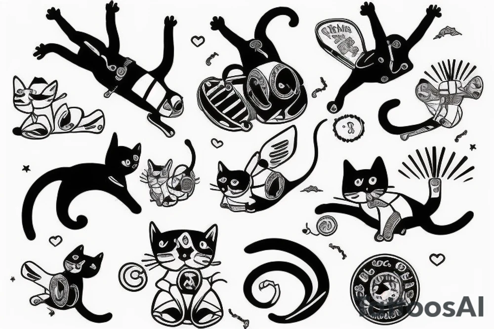 a cat skydiving tattoo idea