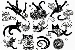 a cat skydiving tattoo idea