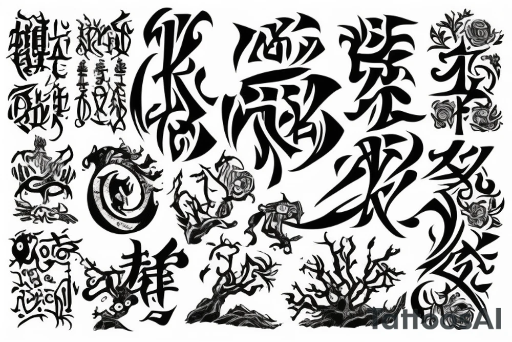 ghibli studio nordic script tattoo idea