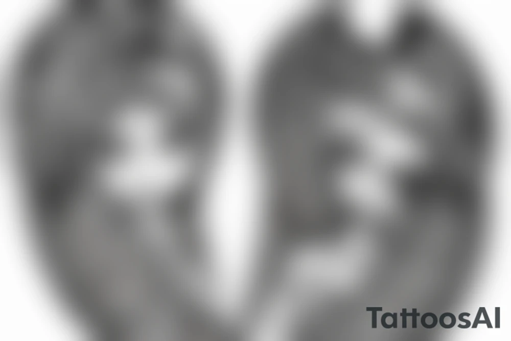 Angel which has bottom part of tree and top part angel tattoo idea