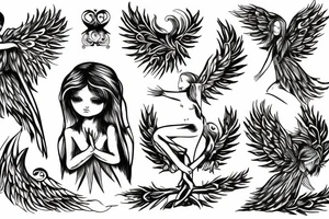 Angel with bottom part of tree tattoo idea