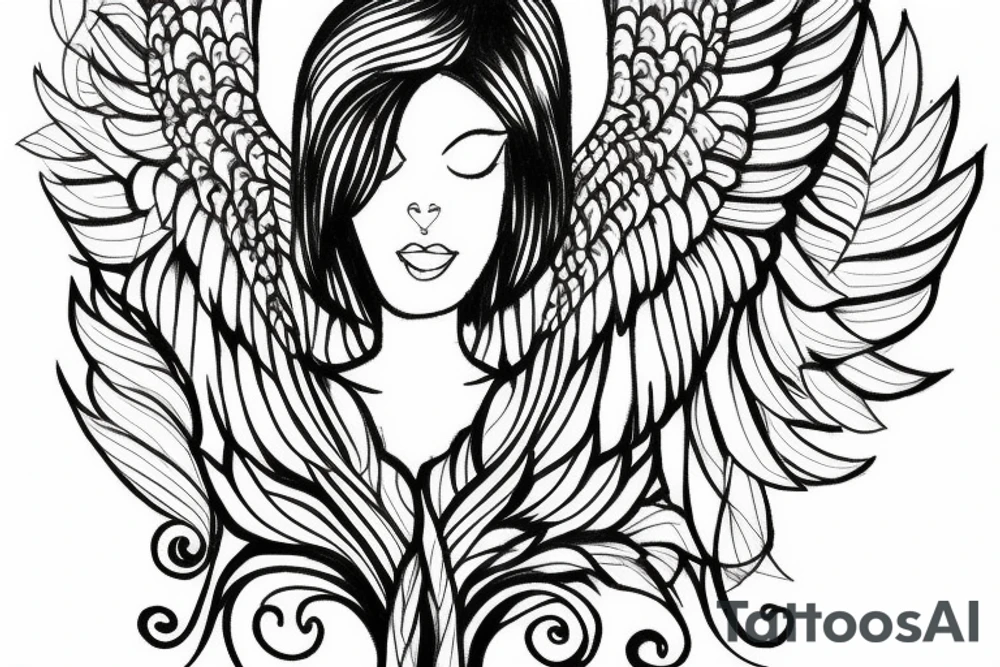 Angel with bottom part of tree tattoo idea