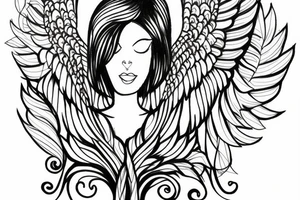 Angel with bottom part of tree tattoo idea