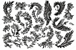 Angel with bottom part of tree tattoo idea