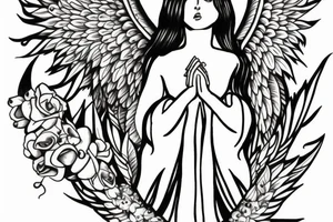 Angel with bottom part of tree tattoo idea