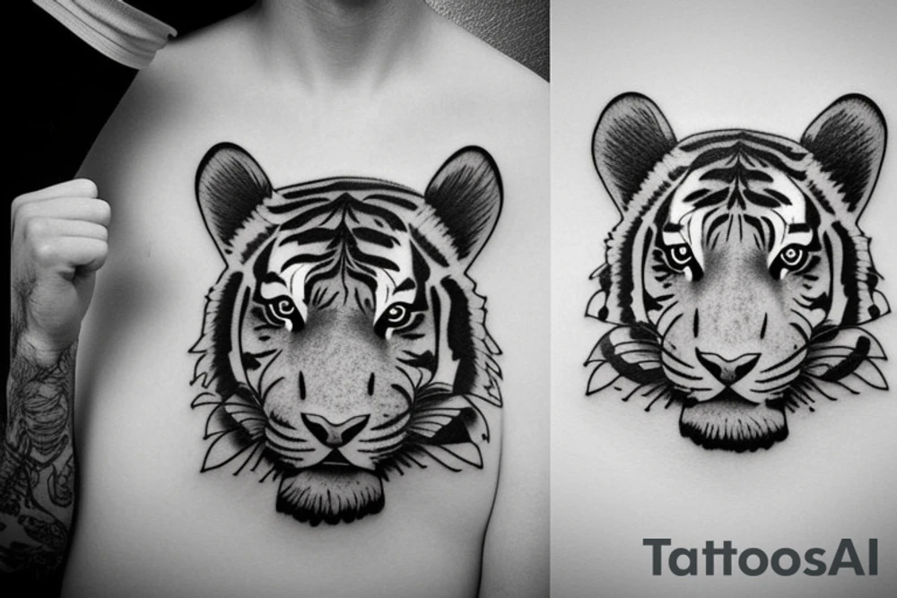 tiger realistic minimal impressive tattoo idea
