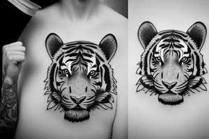 tiger realistic minimal impressive tattoo idea