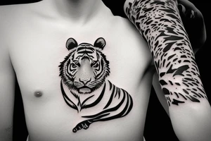 tiger realistic minimal impressive small size tattoo idea