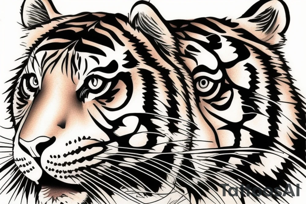 tiger realistic minimal impressive small size tattoo idea