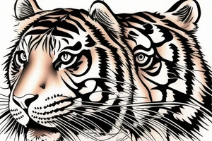tiger realistic minimal impressive small size tattoo idea