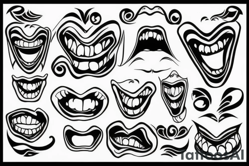 Smiled mouths tattoo idea