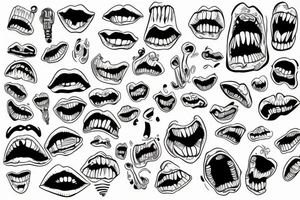 Multiple mouths conected tattoo idea