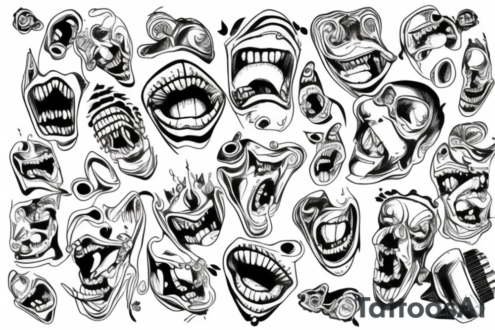 Multiple mouths conected tattoo idea
