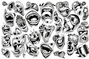 Multiple mouths conected tattoo idea