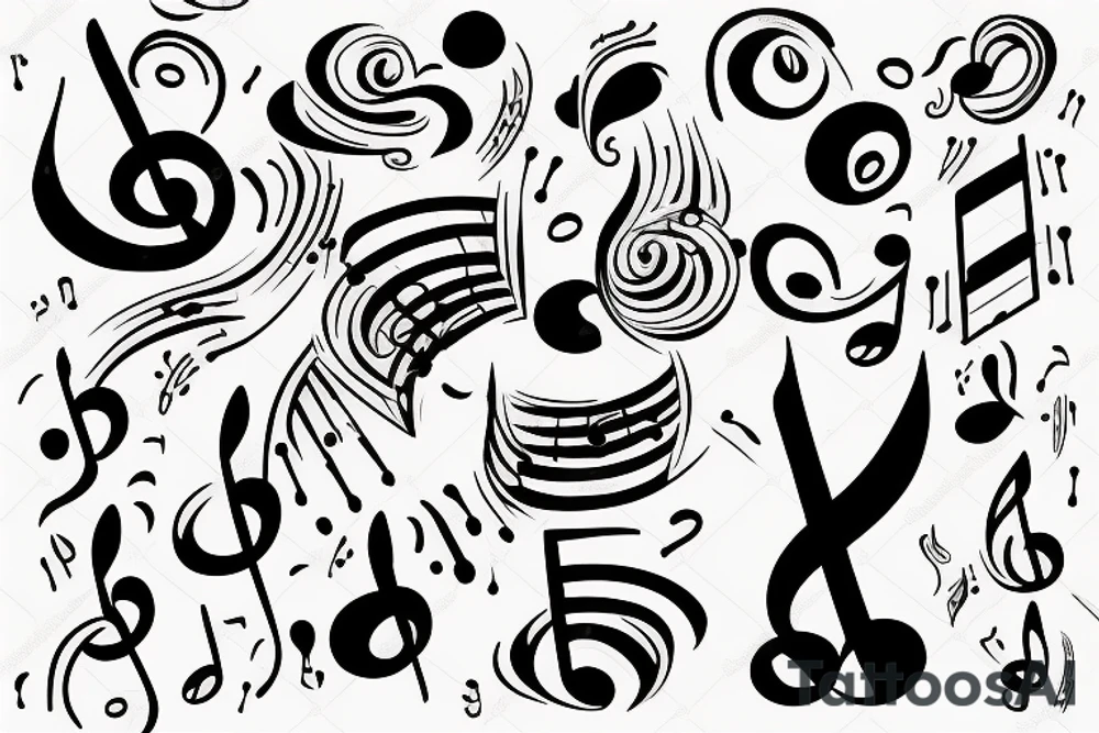 Music note with love tattoo idea