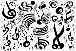 Music note with love tattoo idea