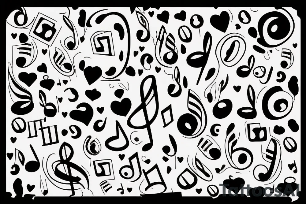 Music note with love tattoo idea