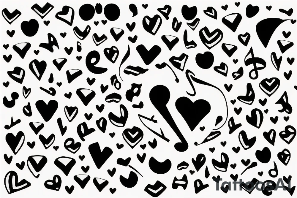Music note with love tattoo idea