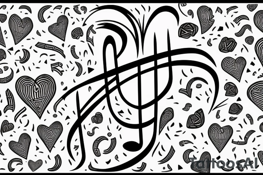 Music note with love tattoo idea