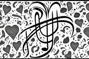 Music note with love tattoo idea