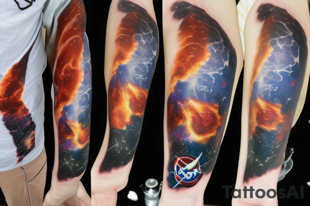 The earth exploding in astronaut's visor reflection tattoo idea