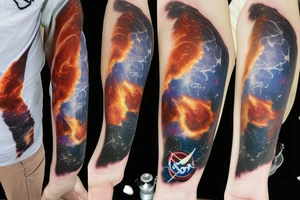The earth exploding in astronaut's visor reflection tattoo idea