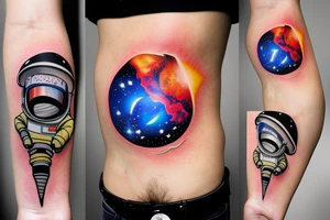The earth exploding in astronaut's visor reflection tattoo idea