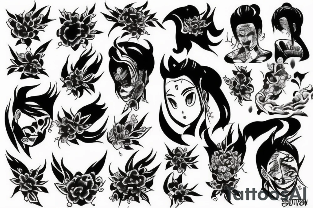 sukuna tattoos with desings inside it tattoo idea