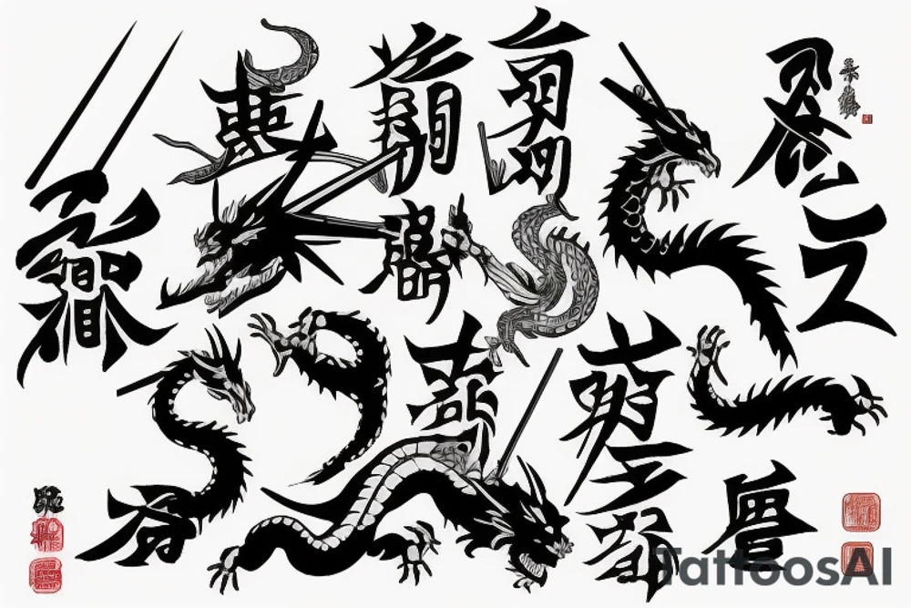 lone samurai and a dragon tattoo idea