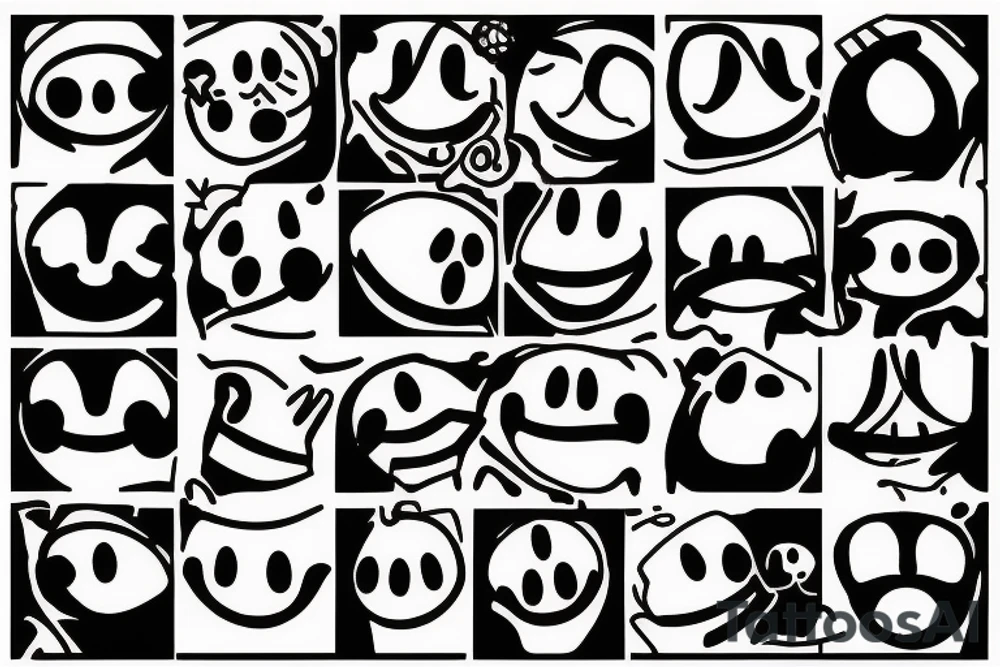 Smiley face with crosses for eyes tattoo idea