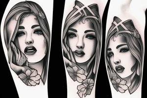 Girl face  ordynarny church tattoo idea