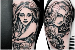Girl face  ordynarny church tattoo idea