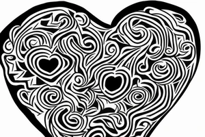 An undetailed face hiding in the corner of a human heart tattoo idea