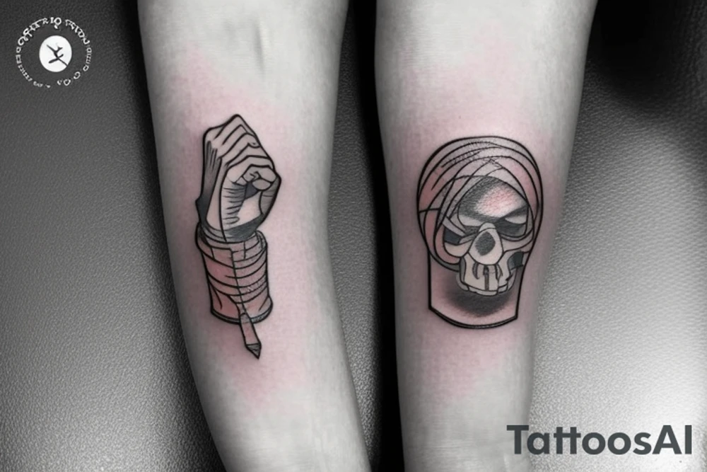 Very small size arm tattoo which is mixture of overthinker person, introvert person,mysterious person tattoo idea